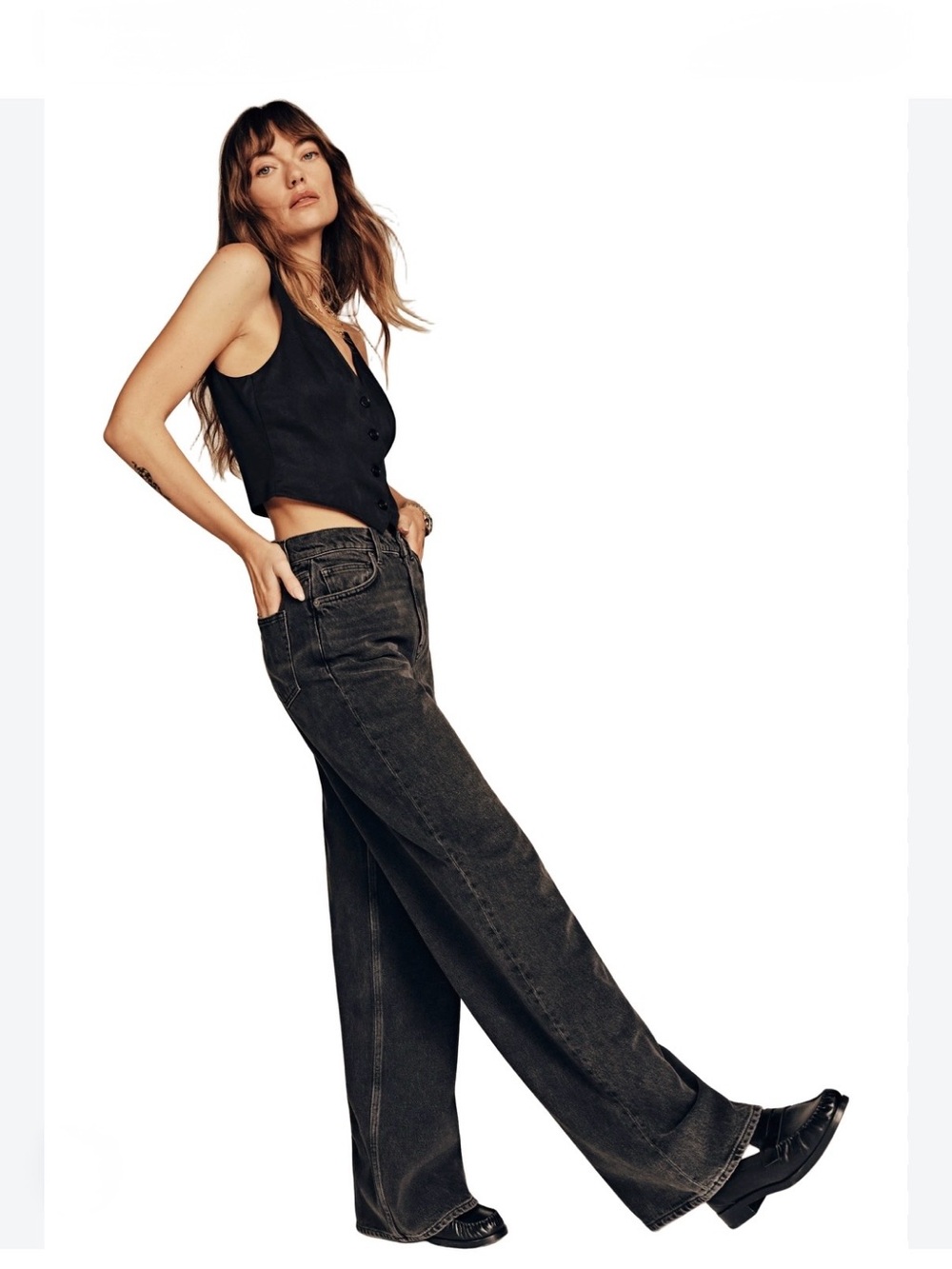 Reformation Cary High Rise Slouchy Wide Leg Jeans